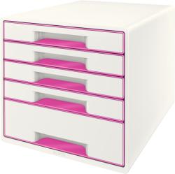 LEITZ Suport documente cu 5 sertare alb/roz, LEITZ WoW Dulap arhivare