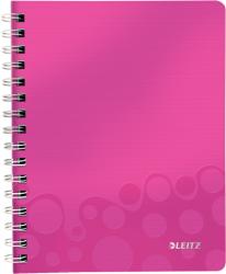 Leitz Caiet A5 cu spira 80 file matematica coperti PP roz metalizat, LEITZ WoW