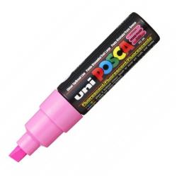 uni Marker pentru desen varf tesit 8.0mm roz fluorescent, UNI Posca PC-8K