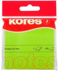 KORES Notes adeziv 75x75mm verde neon 100 file, KORES