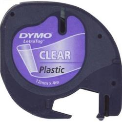 DYMO Banda etichetare 12mm x 4m din plastic transparenta, DYMO LetraTag