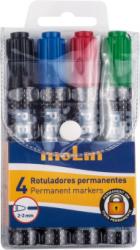 Molin Permanent marker, varf rotund, corp plastic, 4 culori/set, MOLIN (ML-RTP230-04W)