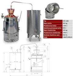 Zottel Duplafalú inox pálinkafőző 100 l (14646)