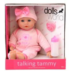 Dolls World Beszélő és alvó puha baba rózsaszín ruhában, 38 cm - Dolls World babák