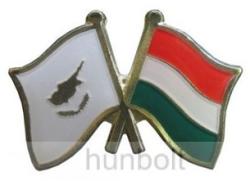  Kitűző, páros zászló Ciprus -Magyar jelvény 26x15 mm