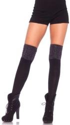 Leg Avenue fekete -ezüst lurexes térdharisnya S/L One Size