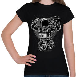printfashion Űrhajós zenegép - Női póló - Fekete (107018)