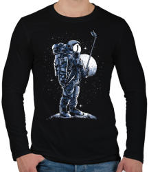 printfashion Űrhajós szelfi - Férfi hosszú ujjú póló - Fekete (362425)