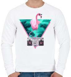 printfashion Miami flamingo - Férfi pulóver - Fehér (228400)