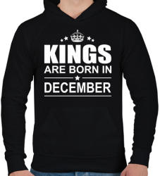 printfashion Kings are born in December - Férfi kapucnis pulóver - Fekete (391249)