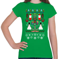printfashion Pixel Karácsony - Női póló - Zöld (61315)