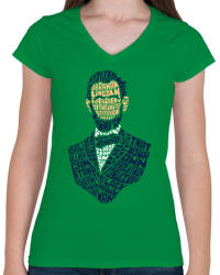 printfashion Abraham Lincoln - Női V-nyakú póló - Zöld (160022)