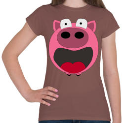 printfashion Pig - Női póló - Mogyoróbarna (371248)