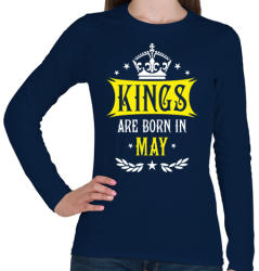 printfashion A királyok májusban születnek - Női hosszú ujjú póló - Sötétkék (209750)