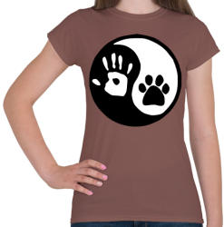 printfashion Ember/állat barátság - Női póló - Mogyoróbarna (211966)