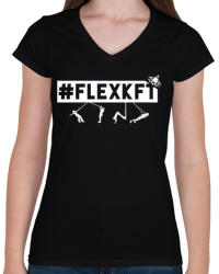 printfashion #FLEXKFT - Női V-nyakú póló - Fekete (253623)