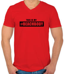 printfashion #BEACHBODY - Férfi V-nyakú póló - Piros (287842)
