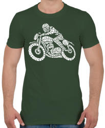 printfashion Cafe racer - Férfi póló - Katonazöld (160390)