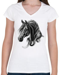 printfashion horse spirit - Női V-nyakú póló - Fehér (307295)