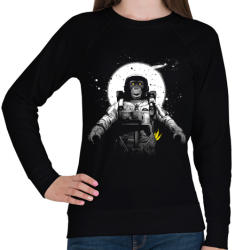 printfashion Majom az űrben - Női pulóver - Fekete (107184)