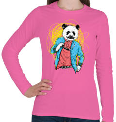 printfashion Filmsztár panda - Női hosszú ujjú póló - Rózsaszín (152642)