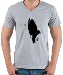 printfashion Black Bird - Férfi V-nyakú póló - Sport szürke (375158)