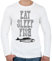 printfashion Eat, sleep, fish. - Férfi hosszú ujjú póló - Fehér (267823)