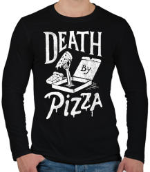 printfashion Death by pizza - Férfi hosszú ujjú póló - Fekete (382774)