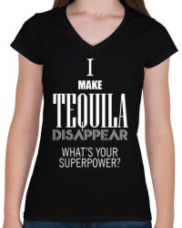 printfashion Tequila disappear - Női V-nyakú póló - Fekete (392684)