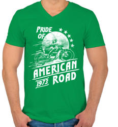 printfashion Amerika büszkesége - Férfi V-nyakú póló - Zöld (142155)