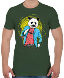 printfashion Filmsztár panda - Férfi póló - Katonazöld (152581)