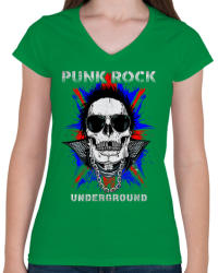 printfashion Punk rock - Női V-nyakú póló - Zöld (192337)