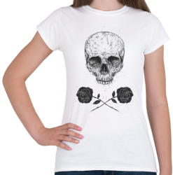 printfashion Skull N' Roses - Női póló - Fehér (230773)