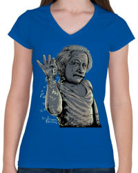 printfashion Salt Bae Einstein - Női V-nyakú póló - Királykék (337612)