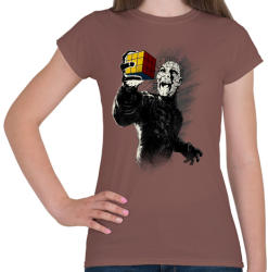 printfashion Kocka kirakva - Női póló - Mogyoróbarna (27276)