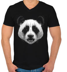 printfashion Black Metal Panda - Férfi V-nyakú póló - Fekete (38205)