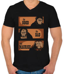 printfashion A jó, a rossz és Maurice - Férfi V-nyakú póló - Fekete (294841)
