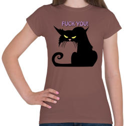 printfashion Black cat - Női póló - Mogyoróbarna (377170)