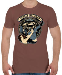printfashion Motoros gyorsgarázs - Férfi póló - Mogyoróbarna (187064)