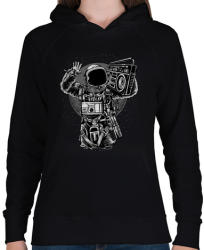 printfashion Űrhajós zenegép - Női kapucnis pulóver - Fekete (107051)