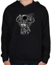 printfashion Űrhajós zenegép - Gyerek kapucnis pulóver - Fekete (107077)