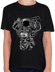 printfashion Űrhajós zenegép - Gyerek póló - Fekete (107059)