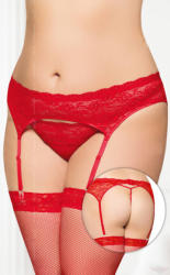 SoftLine erotikus piros harisnyatartó és tanga szett XL EUR 46-48