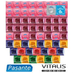 Pasante Csomag extra vékony óvszerekből - 61 óvszer Pasante és Vitalis Premium + Pasante síkosító, mint ajándék