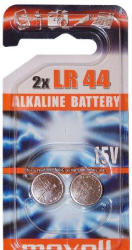 Maxell Tartós gombelem, LR44W, Alkaline, A76, 1, 5V, 2 db (18750X)