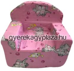 Gyerekágy Pláza Rózsaszín elefántos szivacsfotel