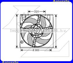 RENAULT MEGANE 1 1995.10-1999.02 Hűtőventillátor 380mm/210W "1.4i/1.6i/2.0i/1.4TR/1.4i/1.7GTX/1.9D" RT7522