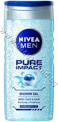 Nivea Душ гел Nivea Men Pure Impact Shower Gel, 250 ml, p/n NI-80892 - Душ гел за мъже за лице, коса и тяло с ексфолиращи частици (NI-80892)