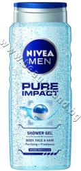 Nivea Душ гел Nivea Men Pure Impact Shower Gel, 500 ml, p/n NI-80893 - Душ гел за мъже за лице, коса и тяло с ексфолиращи частици (NI-80893)