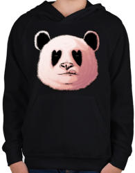 printfashion Szerelmes panda - Gyerek kapucnis pulóver - Fekete (422098)